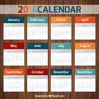 Gratis vector kleurrijke 2016 kalender template