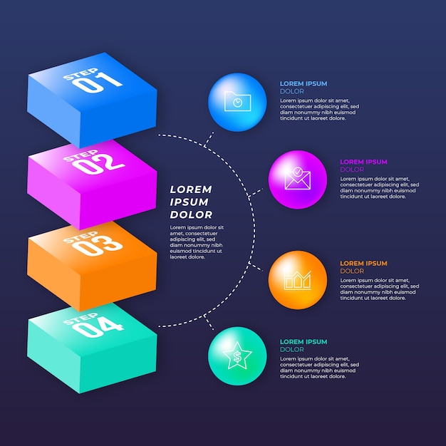 Kleurrijke 3d glanzende infographic