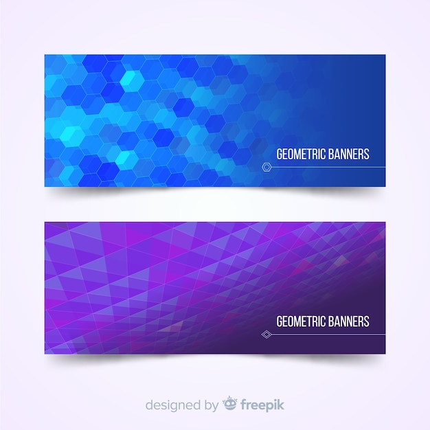 Kleurrijke abstracte banners met geometrisch ontwerp