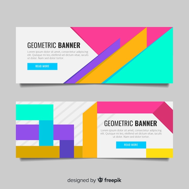 Kleurrijke abstracte banners met geometrisch ontwerp