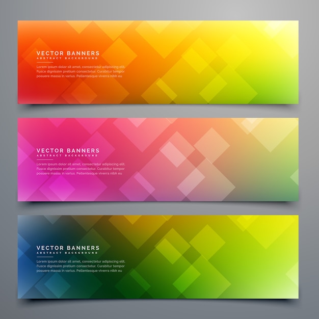 Gratis vector kleurrijke abstracte banners set van drie