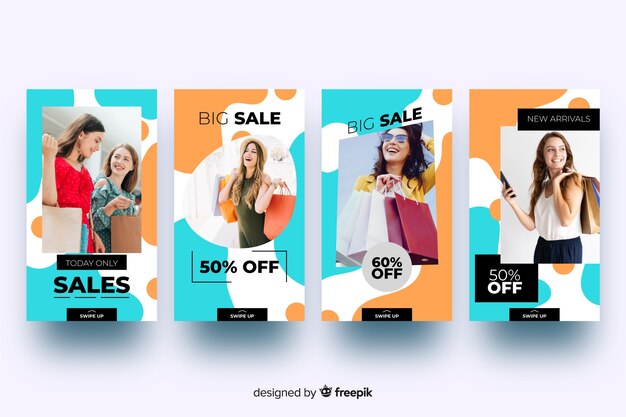 Kleurrijke abstracte verkoop instagram verhalen met foto