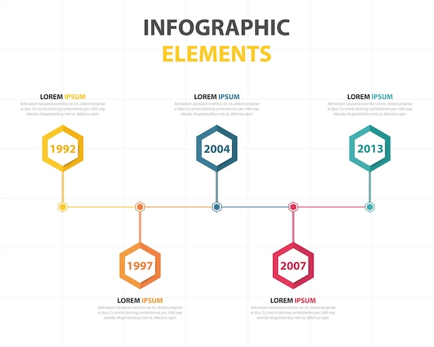 kleurrijke abstracte zeshoek bedrijf infographic template