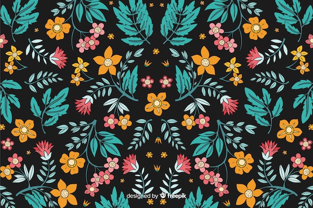 Gratis vector kleurrijke achtergrond met prachtige bloemen en bloemdessin