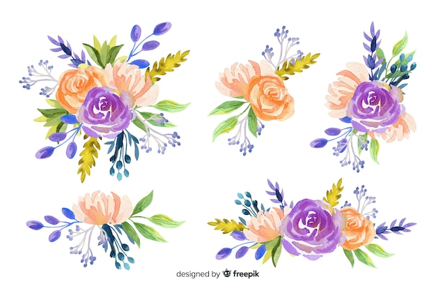 Kleurrijke aquarel bloemen boeket collectie