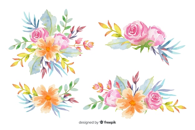 Kleurrijke aquarel bloemen boeket collectie