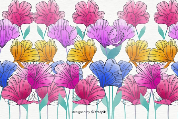 Gratis vector kleurrijke aquarel stijl floral achtergrond