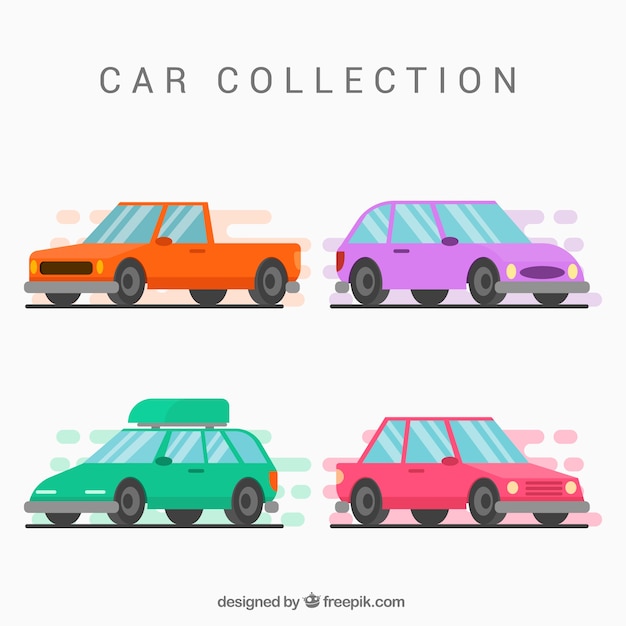 Gratis vector kleurrijke auto's met platte deisgn