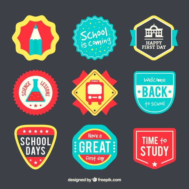 Kleurrijke badges voor school