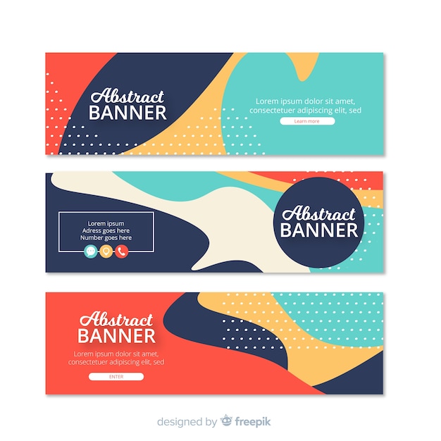 Gratis vector kleurrijke banners met abstract ontwerp