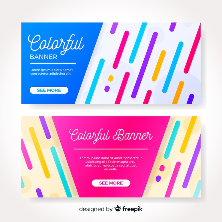 Gratis Vector kleurrijke banners met abstracte stijl