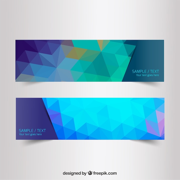 Gratis vector kleurrijke banners met polygonen