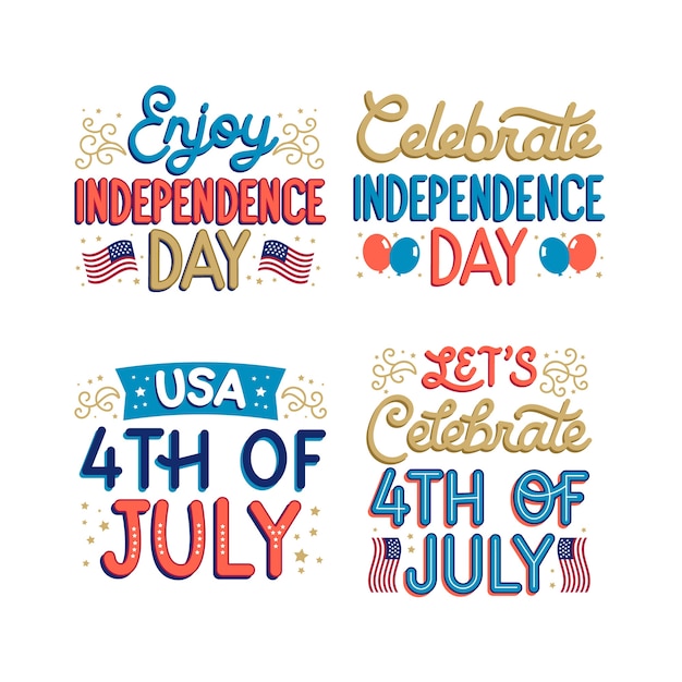 Gratis vector kleurrijke belettering vierde juli