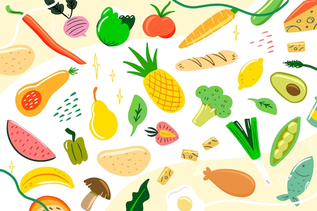 Kleurrijke biologische en vegetarische voedsel achtergrond