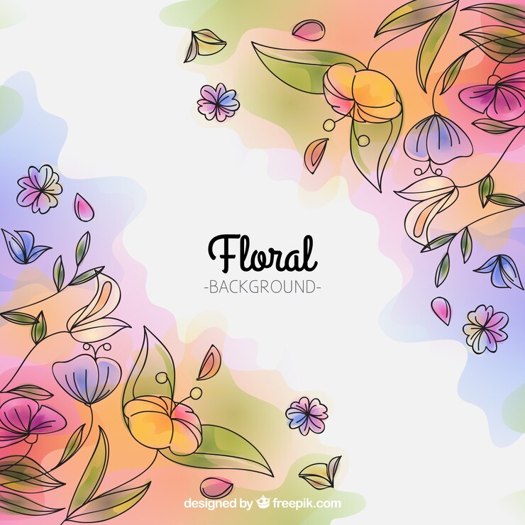 Gratis Vector kleurrijke bloemenachtergrond in waterverfstijl
