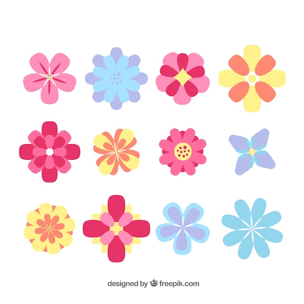 Gratis vector kleurrijke bloemencollectie in vlakke stijl