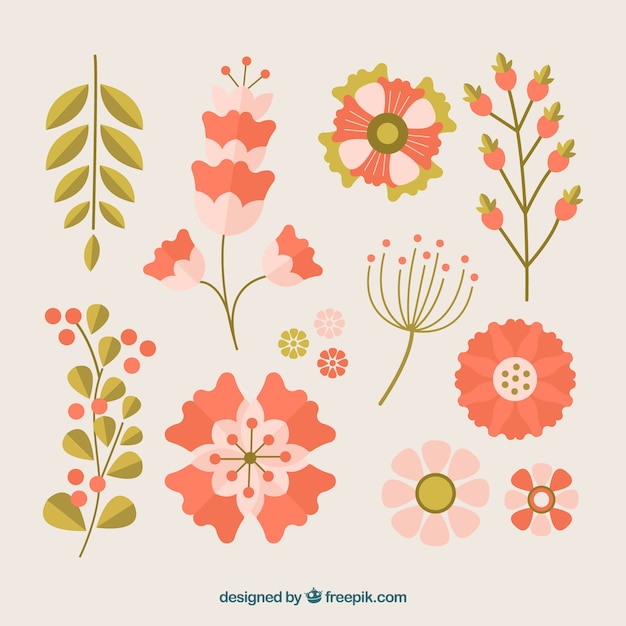 Gratis vector kleurrijke bloemencollectie in vlakke stijl