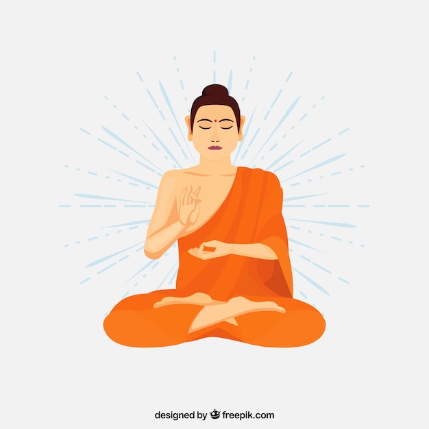 Gratis vector kleurrijke budha met plat ontwerp