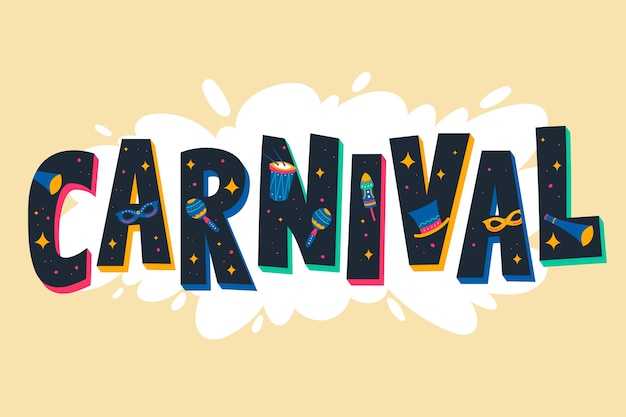 Gratis vector kleurrijke carnaval belettering