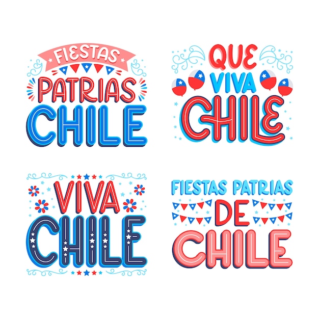 Kleurrijke Chileense fiestas patrias belettering set