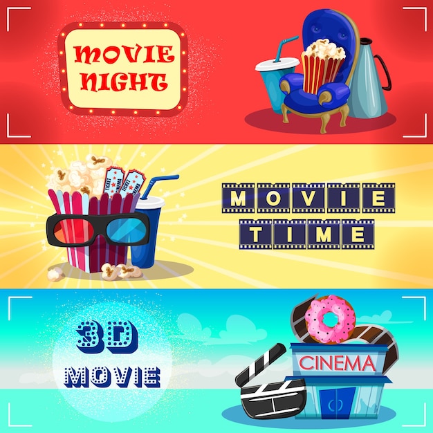 Gratis vector kleurrijke cinematografie horizontale banners