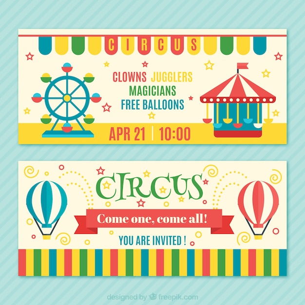 Kleurrijke circus tickets pak