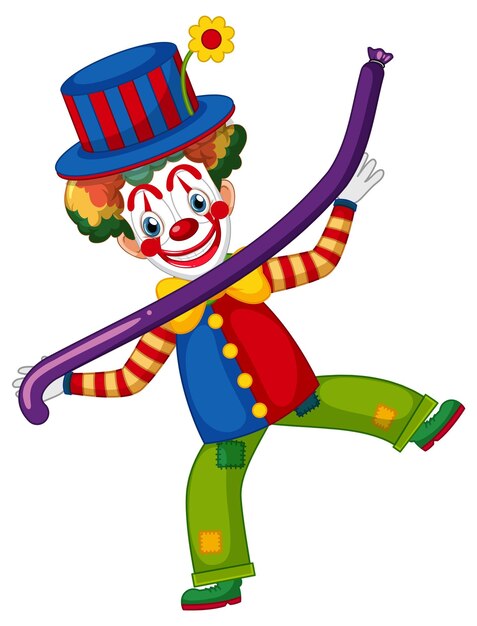 Kleurrijke clown stripfiguur