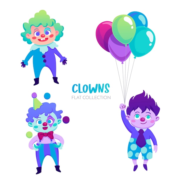 Gratis vector kleurrijke clowns karakters
