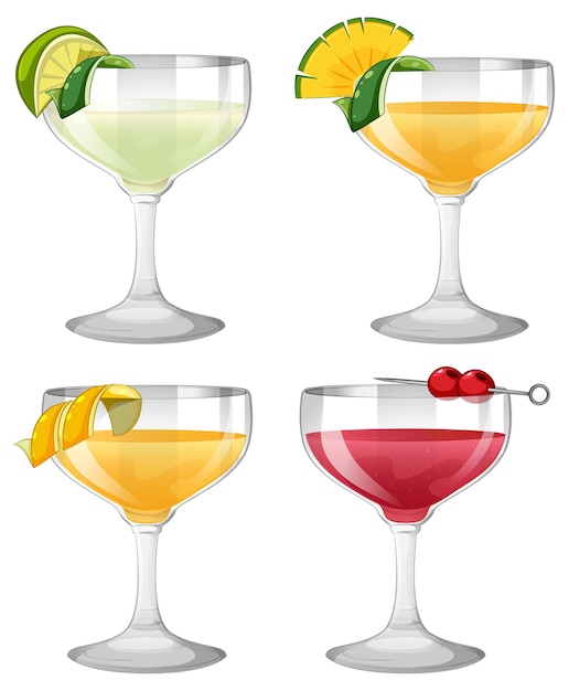 Gratis vector kleurrijke cocktailglazen illustratie