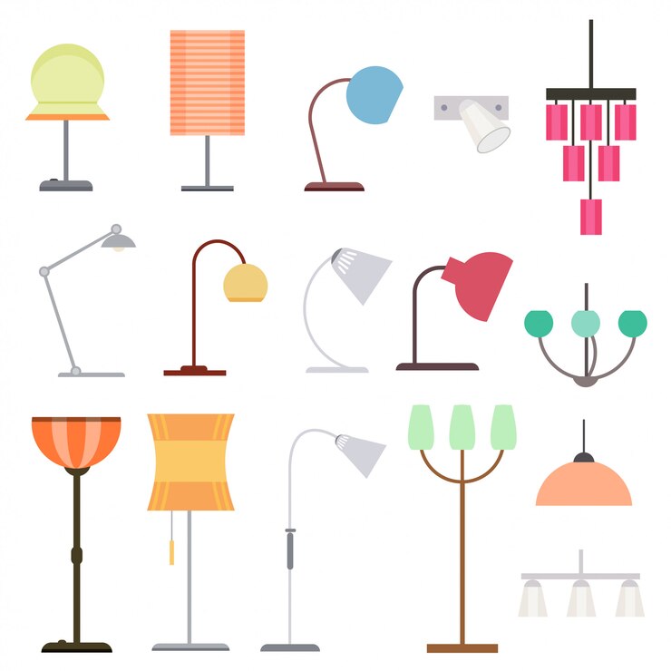 Gratis Vector kleurrijke collectie binnenverlichting