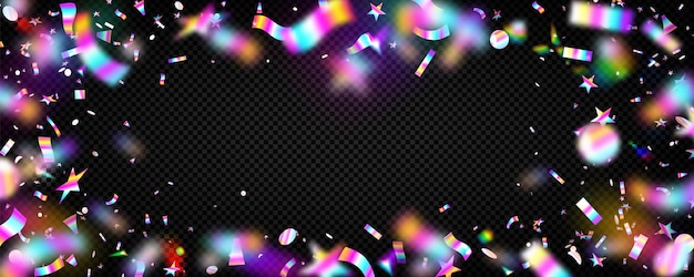 Gratis vector kleurrijke confetti frame op transparante achtergrond