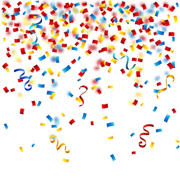 Gratis vector kleurrijke confetti op de witte achtergrond