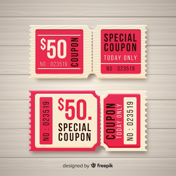 Gratis Vector kleurrijke coupon sjabloon met platte ontwerp