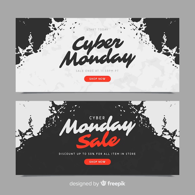 Gratis vector kleurrijke cyber maandag banners met platte ontwerp