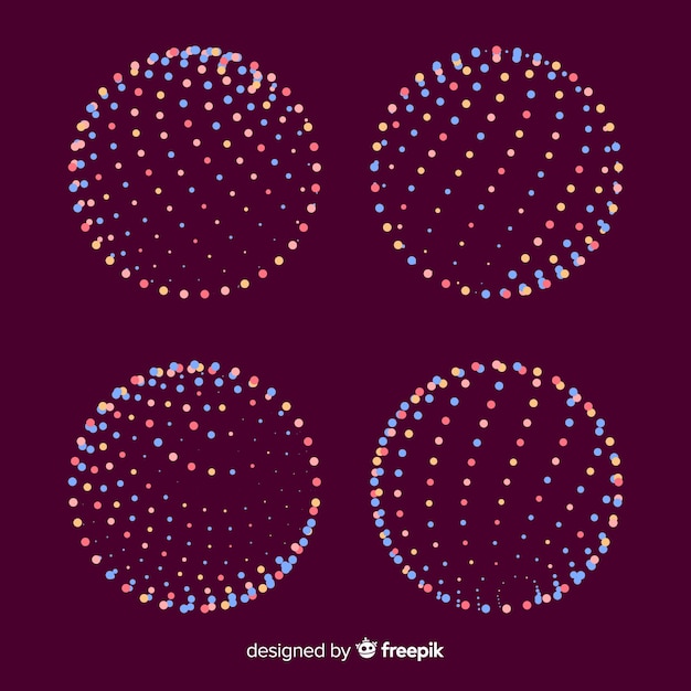 Kleurrijke deeltjes 3d geometrische vormeninzameling