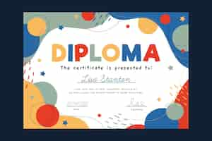 Gratis vector kleurrijke diploma sjabloon voor kinderen