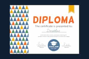 Gratis vector kleurrijke diploma sjabloon voor kinderen