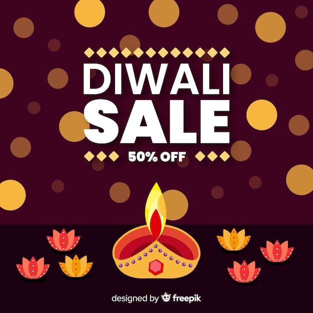 Gratis vector kleurrijke diwali-verkoopsamenstelling met vlak ontwerp