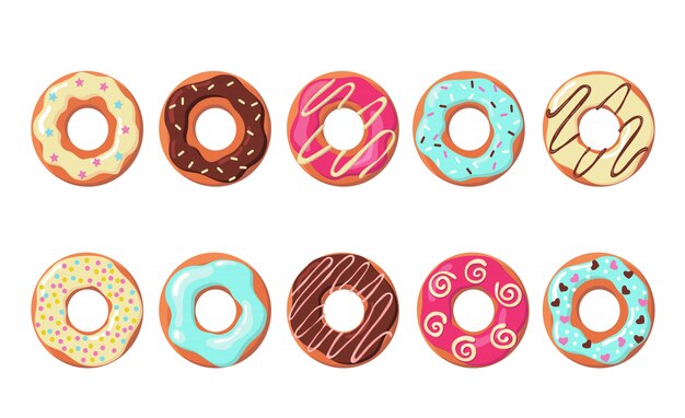 Kleurrijke donuts set