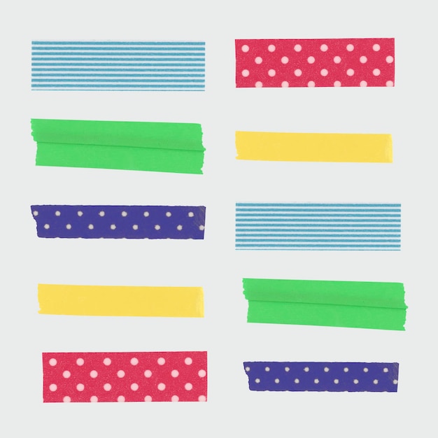 Kleurrijke dot washi tape clipart, schattige patroon collage element vector set