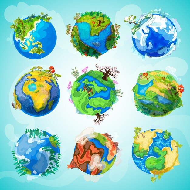 Kleurrijke Earth Planet-collectie