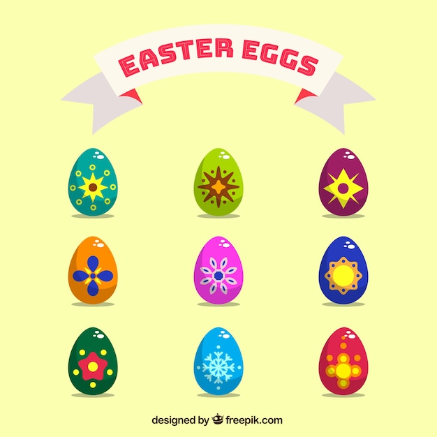 Gratis vector kleurrijke easter egg pak