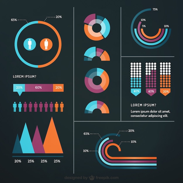 Gratis vector kleurrijke elementen voor infographic