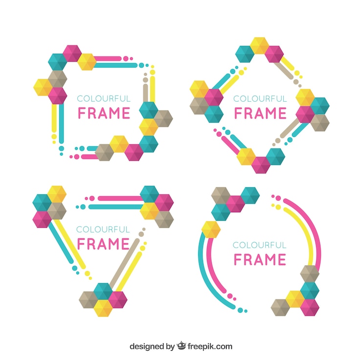 Gratis Vector kleurrijke frame-collectie met geometrische stijl
