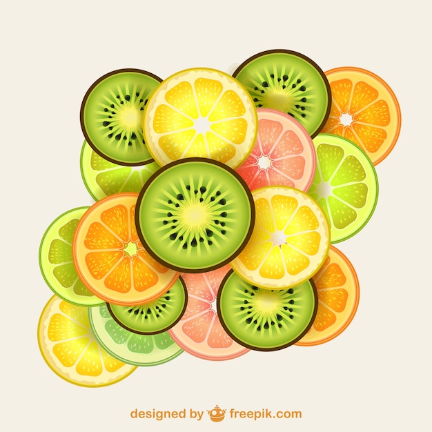 Gratis vector kleurrijke fruit plakjes