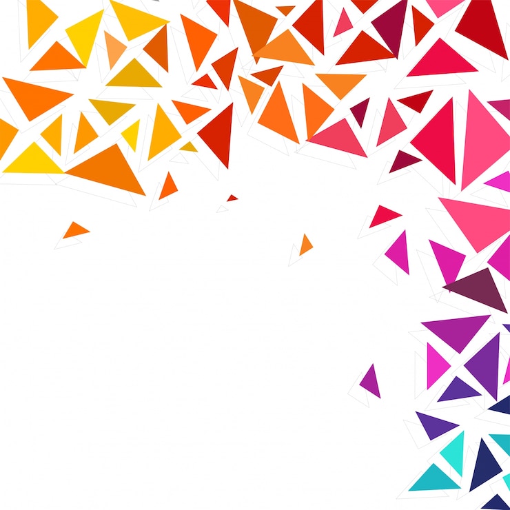 Gratis Vector kleurrijke geometrische driehoeken versierde abstracte achtergrond met ruimte voor uw tekst.