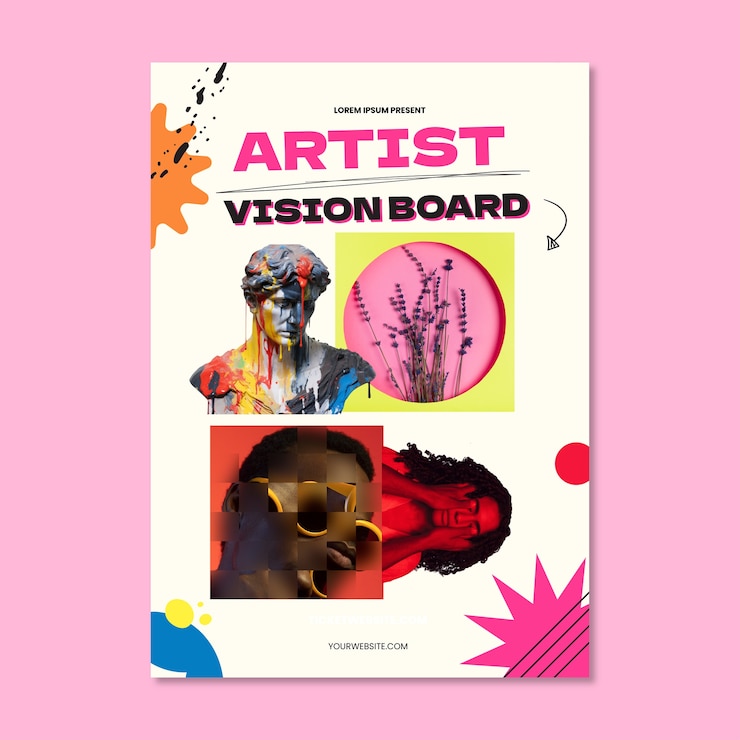 Gratis Vector kleurrijke geometrische kunstenaar motivatie vision board