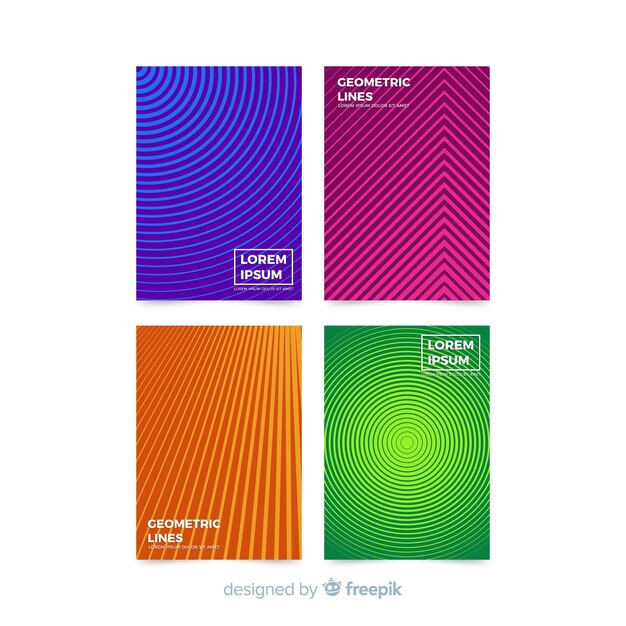 Kleurrijke geometrische lijnen brochure set
