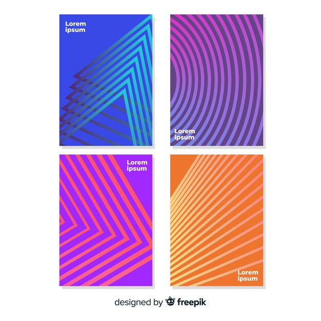 Kleurrijke geometrische lijnen poster set