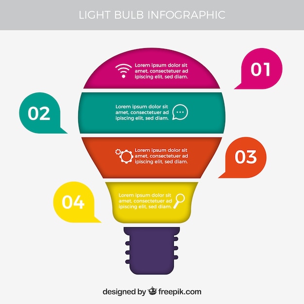 Kleurrijke gloeilamp infographic